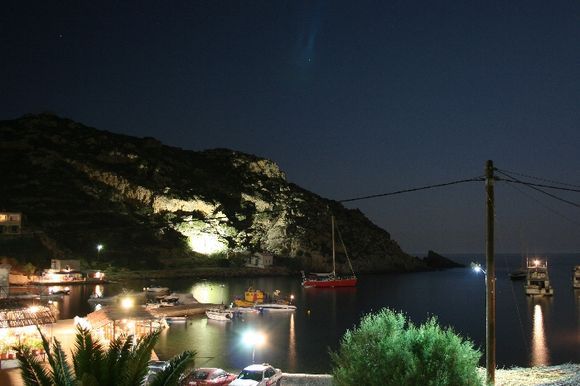 The cove of Emporios taken at night