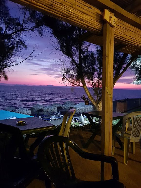 Blue hour at the Ionian Sea. In the background you see Zakynthos,