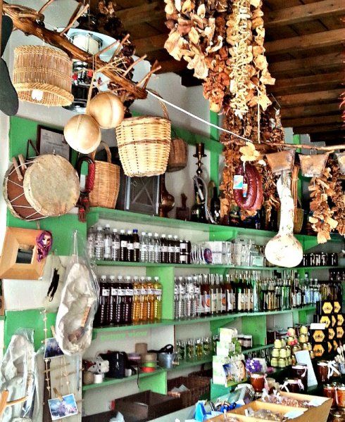 A shop in the mountainous village of Apiranthos, offers a wide variety of traditional wares, handmade products and homemade fare. It sold me purely on its old world charm.