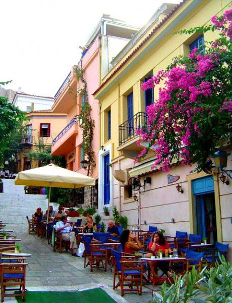 Pastel patinas, bougainvillea umbrellas and the aroma of freshly brewed cappuccino lured us into a cute cafe in Plaka, after hours of exploring the neighbourhood's many charms.