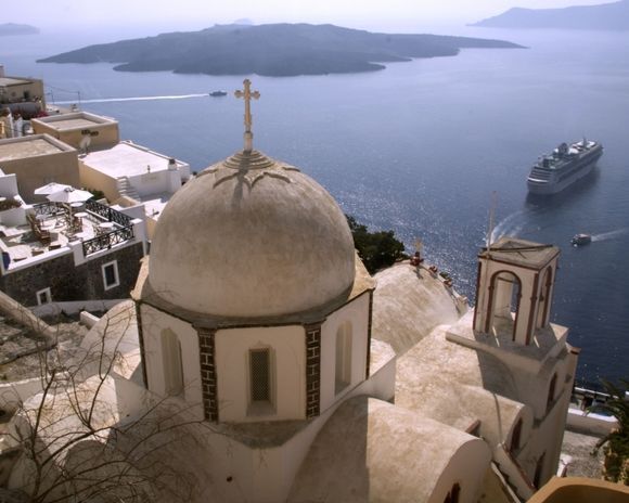 The caldera as a fabulous background of a clasical greek church