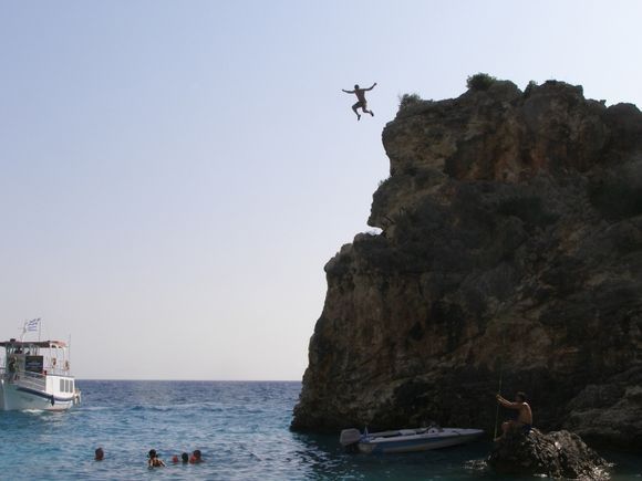 Cliff jump from 13 metres at Agiofili beach