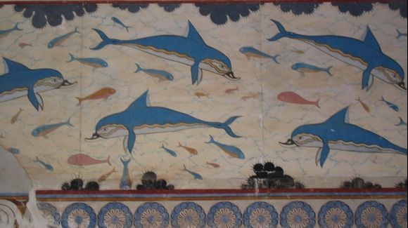 The Dolphins fresco from the Queen's Megaron at the Minoan palace of Knossos