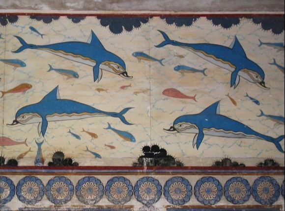 Fresco with the dolphins from Knossos Queen\'s Hall