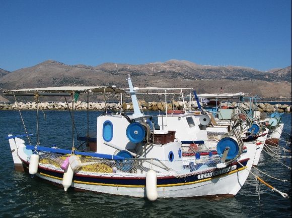 Fishing boats in Lixouri harbour