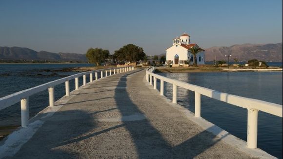 Bridge towards Agios Spyridon church in Elafonisos