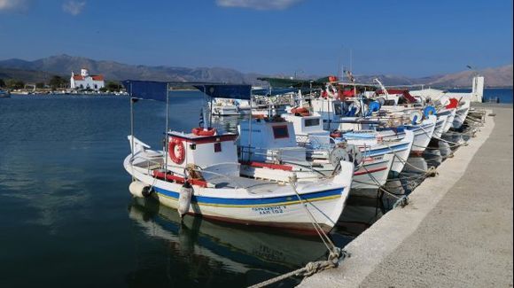 Fishing boats moored at the pier of Elafonissos