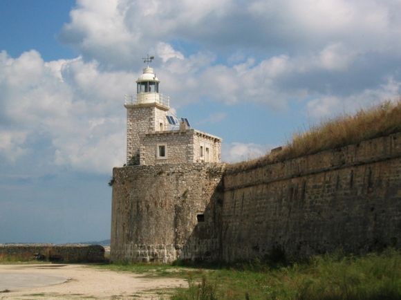 The lighthouse on the castle of Ayia Mavra, Lefkada